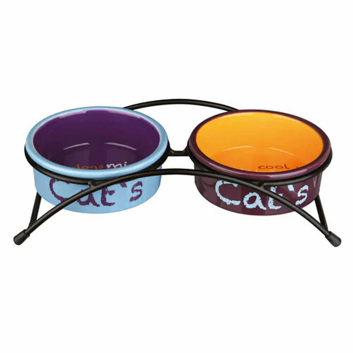 Cat Feeder Trixie Eat on Feet Orange Light Blue Lilac Ceramic Iron Ø 12 cm (2 Units) - Домашни Животни<<<Дом