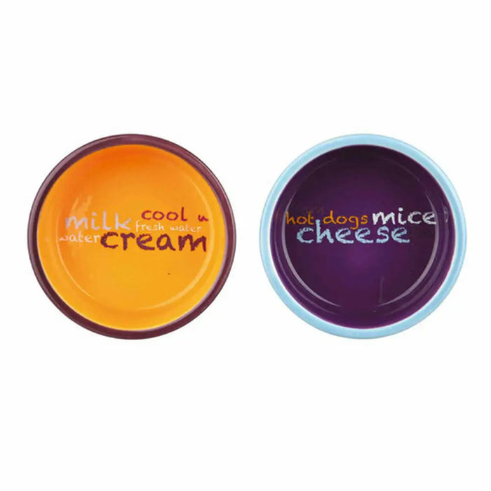 Cat Feeder Trixie Eat on Feet Orange Light Blue Lilac Ceramic Iron Ø 12 cm (2 Units) - Домашни Животни<<<Дом