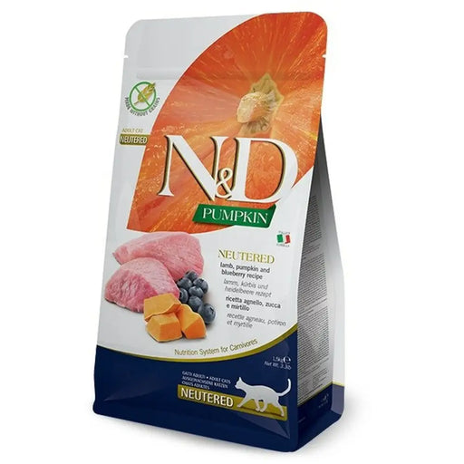Cat food Farmina Neutered Adult Adult Blueberry Lamb Pumpkin 1,5 Kg - Хранене на домашни любимци<<<Домашни