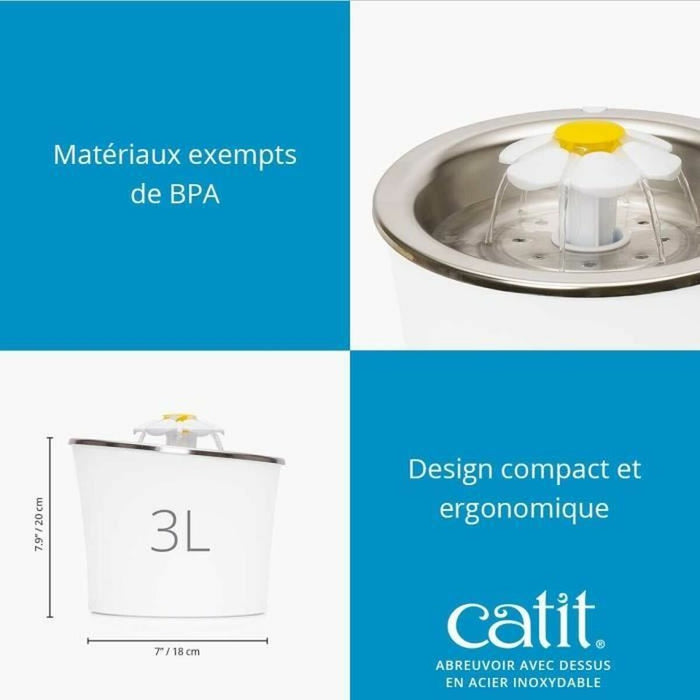 Pet Water Fountain Catit White Plastic/Stainless steel