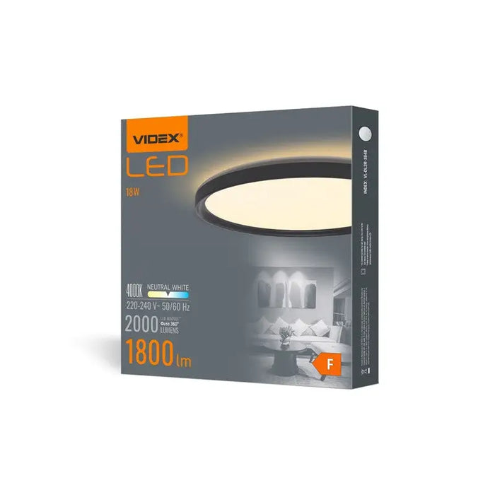 CEILING LAMP CIRCLE VL-DL3R-184B 18W/4K/BK VIDEX - Диодни тела за бита<<<Източници на светлина<<<AmperelB2B