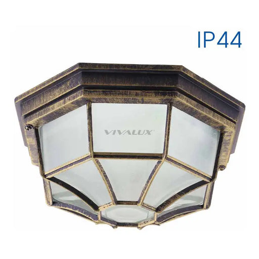 CEILING LAMP E27 IP44 F27 CM ANTIQUE GOLD VIVALUX BERLIN - Фасадни тела<<<Външно
