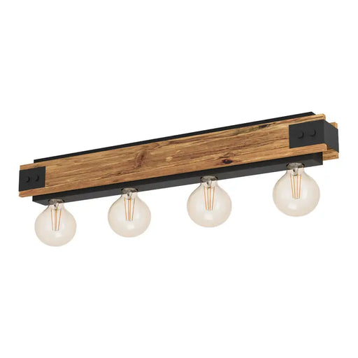 CEILING LAMP E27 QUAD BLACK/WOOD EGLO LAYHA - Плафони<<<Вътрешно осветление<<<Мебели и