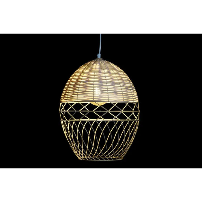 Ceiling Light DKD Home Decor Metal White Light brown Rattan 50 W (30 x 30 x 38 cm) - Декорация и Осветление<<<Дом