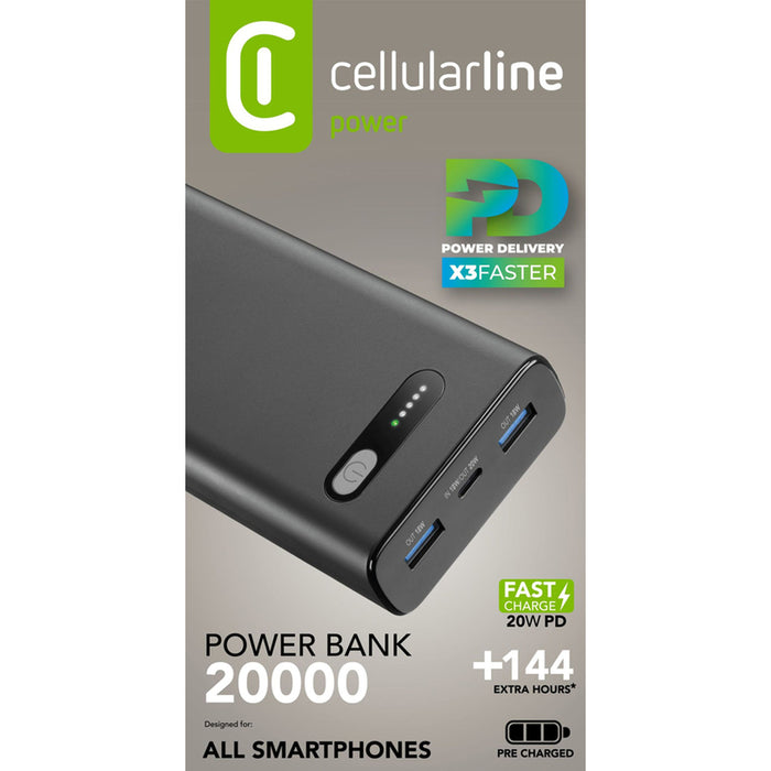 EXTERNAL BATTERY 20000 MAH CELLULAR LINE FAST TURBO PD