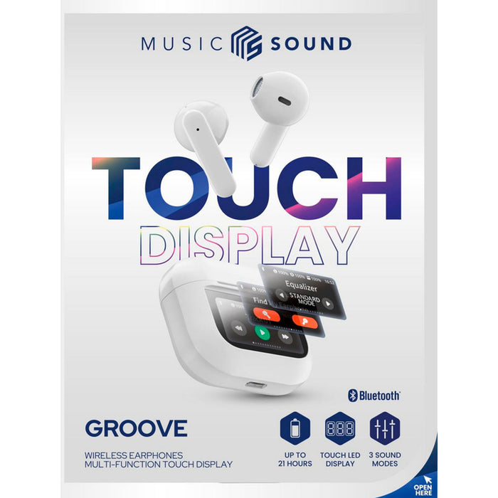 True wireless headphones CELLULAR LINE SOUND GROOVE-LCD WHITE