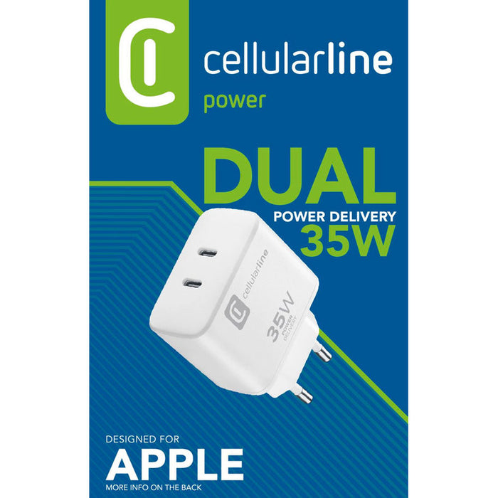 CHARGER 220V 35W PD 2xTYPE-C WHITE APPLE