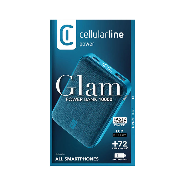 EXTERNAL BATTERY CELLULAR LINE GLAM 10000 mAh 20W PD BLUE