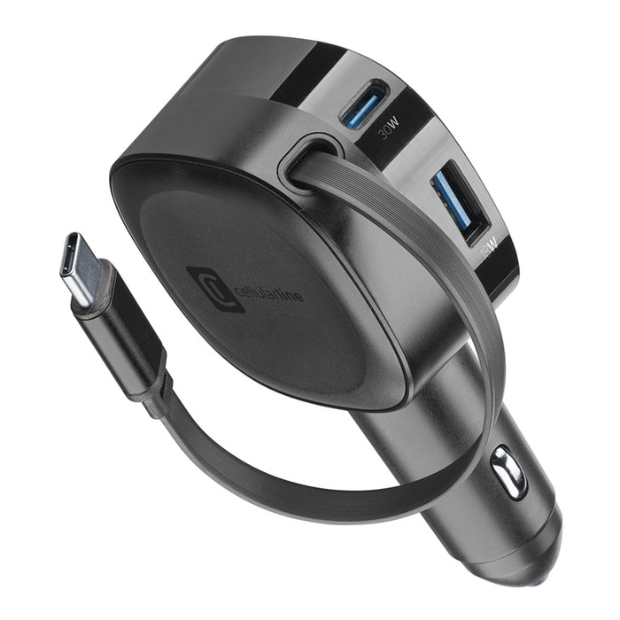 CHARGER 12V 60W RETRACTABLE BLACK