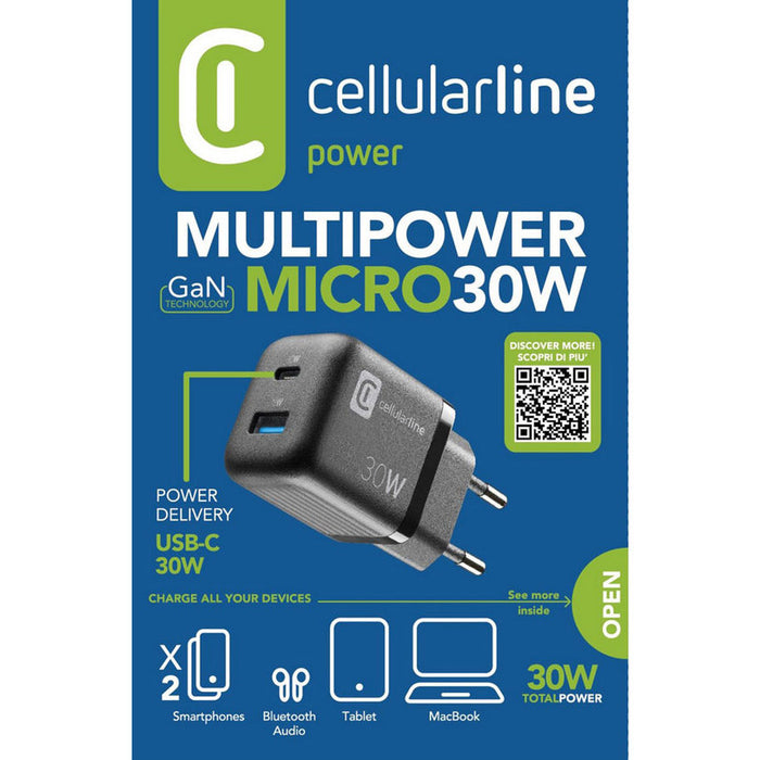 CHARGER 220V 30W PD GAN USB+TYPE-C BK^