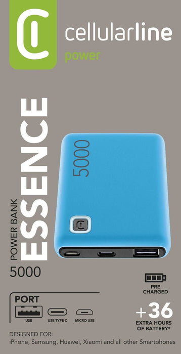 External battery Cellularline ESSENCE 5000 mAh BLUE