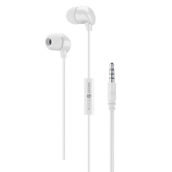 Headphones with microphone Cellularline Music Sound AUINEARMSW white