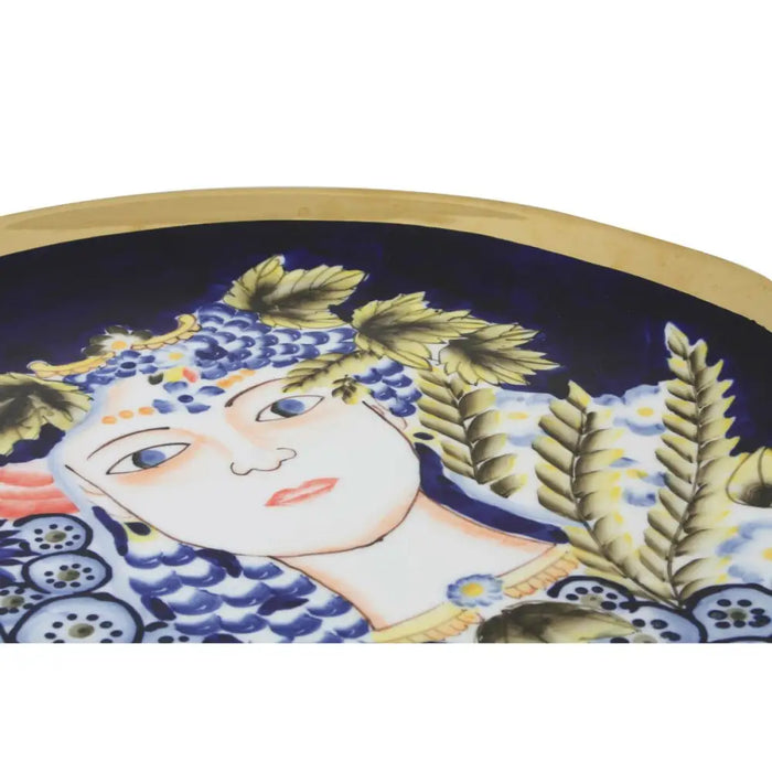 Centerpiece DKD Home Decor Blue Multicolour Porcelain 42 x 42 x 4 cm - Декорация и Осветление<<<Дом
