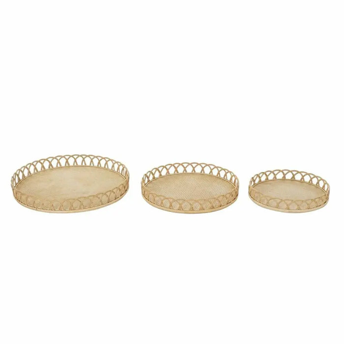 Centerpiece DKD Home Decor Brown Bamboo 8 cm 58 x 58 x 9 cm (3 Pieces) - Декорация и Осветление<<<Дом