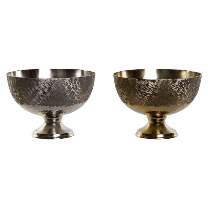 Centerpiece DKD Home Decor Golden Silver Aluminium 25 x 25 x 18 cm (2 Units) - Декорация и Осветление<<<Дом