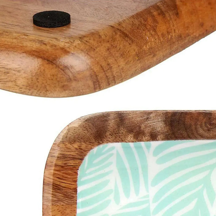 Centerpiece Gift Decor White Brown Green Resin Mango wood 38 x 15 cm Leaf of a plant - Декорация и Осветление<<<Дом