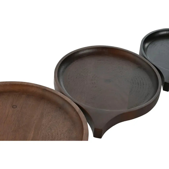 Centerpiece Home ESPRIT Brown Black Light brown Mango wood 37 x 31 x 2,7 cm (3 Pieces) - Декорация и Осветление<<<Дом