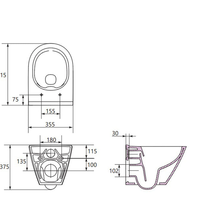 HANGING TOILET SET WITH SEAT CERSANIT ECO OVAL