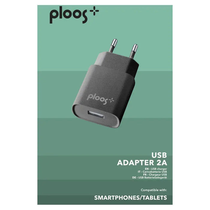 CHARGED FROM EL. NETWORK PLOOS 220V USB 2A BLACK - Зарядни устройства<<<Батерии и