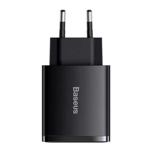 Charger Baseus Compact Quick Charger 2xUSB USB-C PD 3A 30W (czarna) - Travel