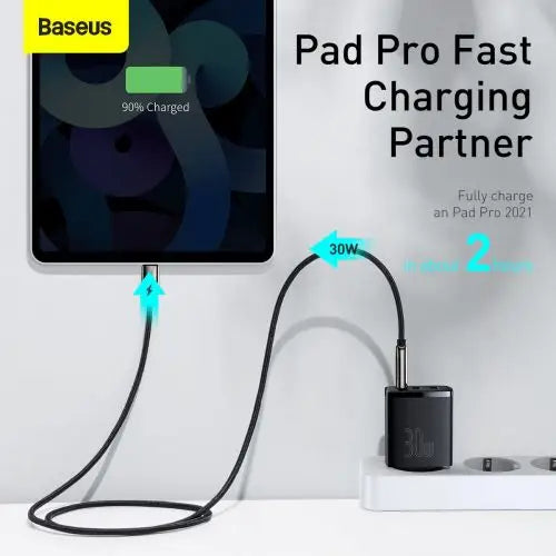 Charger Baseus Compact Quick Charger 2xUSB USB-C PD 3A 30W (czarna) - Travel