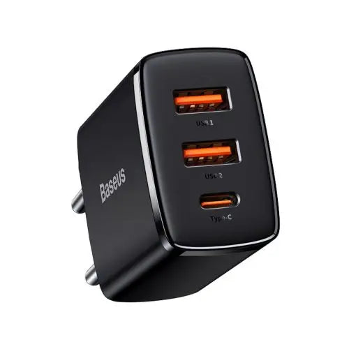 Charger Baseus Compact Quick Charger 2xUSB USB-C PD 3A 30W (czarna) - Travel