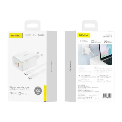 Charger Foneng GAN65 USB-A 2x USB-C GaN 65W with USB-C cable - mains chargers<<<Chargers<<<GSM Accessories<<<InnproXML