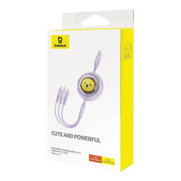Charging Cable 3w1 Baseus USB to USB-C USB-M Lightning 3,5A 1,1m (purple) - Combo Cables<<<USB cables<<<GSM
