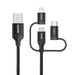 Choetech 3in1 MFI cable USB - USB Type C / micro USB / Lightning (charging 3A / data transmission 480 Mbps) 1.2m black