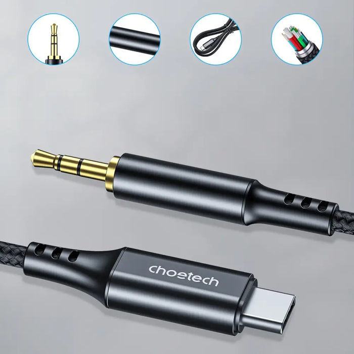 Choetech AUX006 USB-C / mini jack 3.5mm cable 1 m - black - Audio cables<<<HurtelXML
