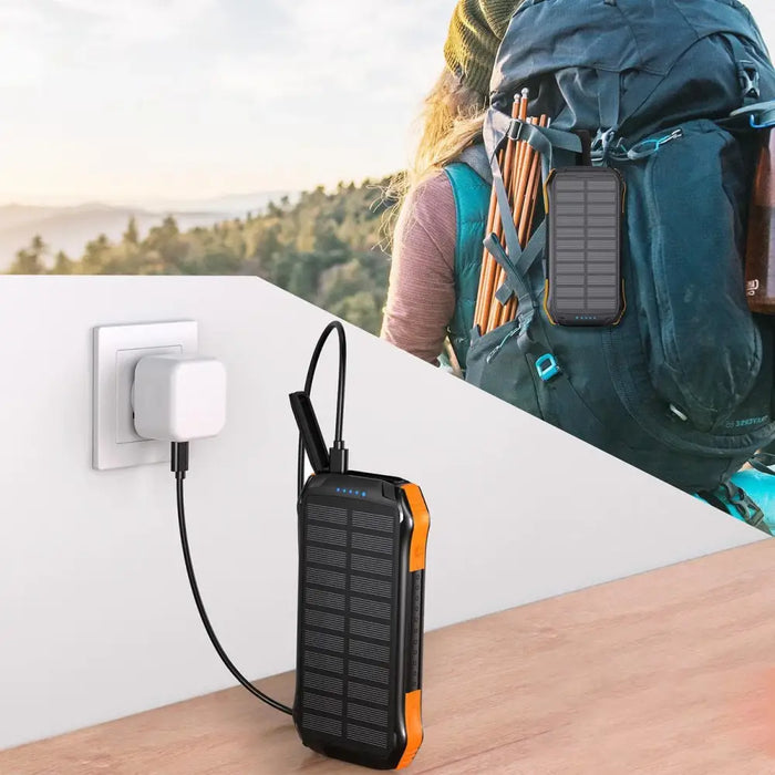 Choetech B659 Solar power bank with inductive charging 2x USB 10000mAh Qi 5W (black-orange)