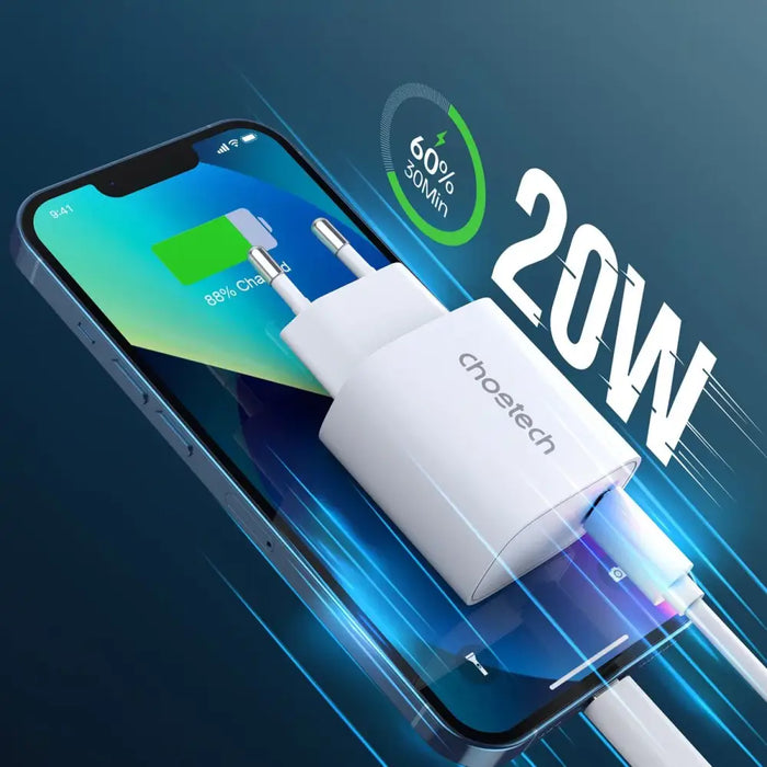 Choetech charger set Q5004 20W PD iPhone 12/13 white (2pcs) - Cell phone USB charger<<<HurtelXML