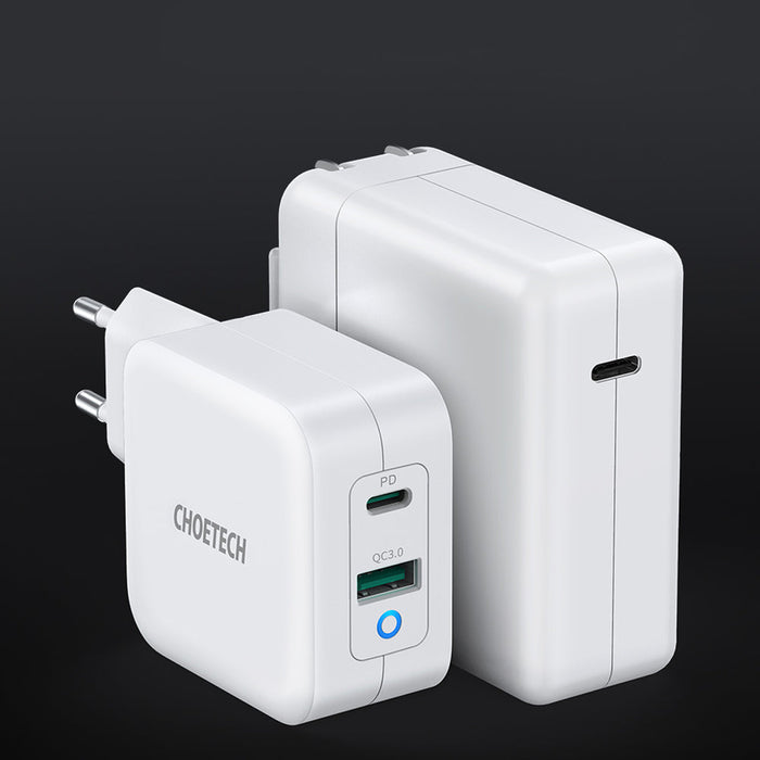 Choetech fast GaN wall charger USB Type C PD USB-A QC3.0 65W 3,25A white (PD8002) - Cell phone USB charger<<<HurtelXML