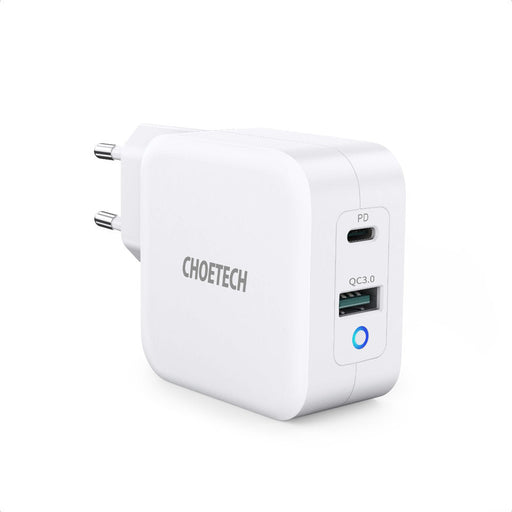 Choetech fast GaN wall charger USB Type C PD USB-A QC3.0 65W 3,25A white (PD8002) - Cell phone USB charger<<<HurtelXML