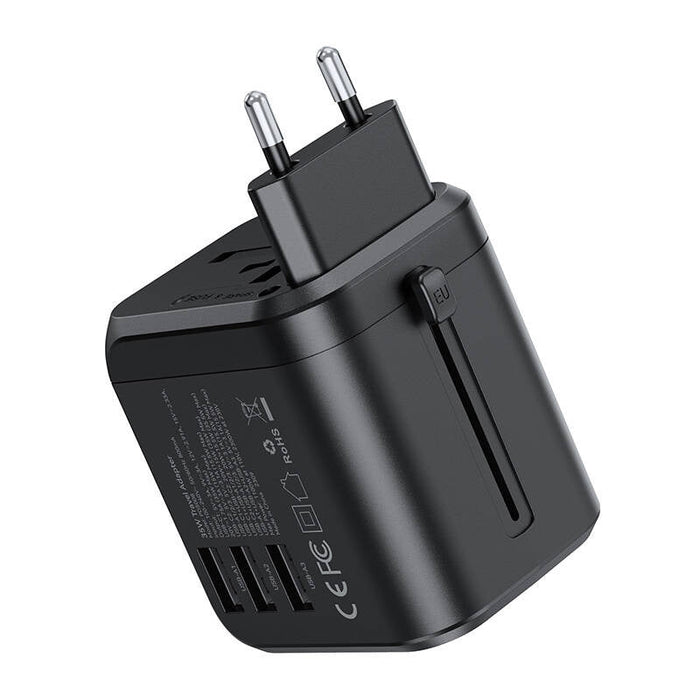 Choetech PD5008 travel charger 3xUSB-A 2xUSB-C GaN 35W US/EU/UK/AU (black) - mains chargers<<<Chargers<<<GSM