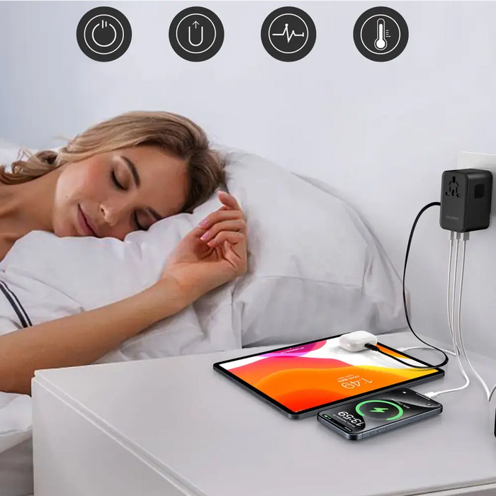 Choetech PD5020 35W EU/US/AUS/UK Travel Adapter with Built-in USB-C Cable - Black - Powerbanks<<<HurtelXML