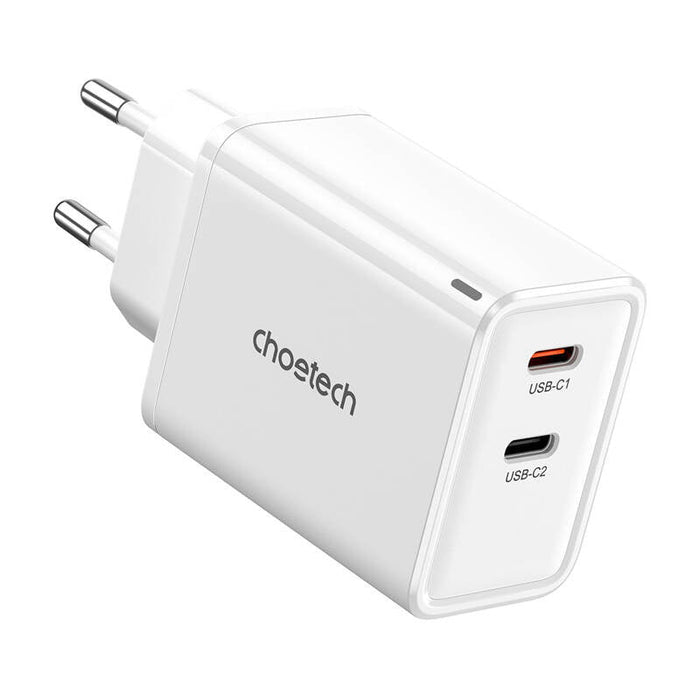 Choetech PD6013 GaN 2x USB-C PD65W network charger (white) - mains chargers<<<Chargers<<<GSM