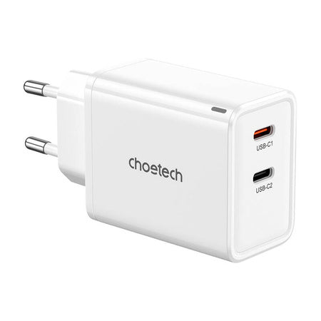 Choetech PD6013 GaN 2x USB-C PD65W network charger (white) - mains chargers<<<Chargers<<<GSM