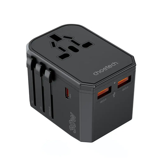 Choetech PD6041 USB-C USB-A PD 30W Travel Charger with 4 Plugs USA EU UK AU - Black - Cell phone USB charger<<<HurtelXML