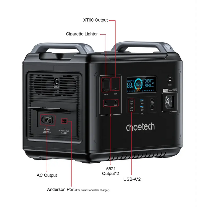 Choetech portable power station LiFePO4 1997Wh 2000W power bank black (BS006 Super Mini) - Powerbanks<<<HurtelXML