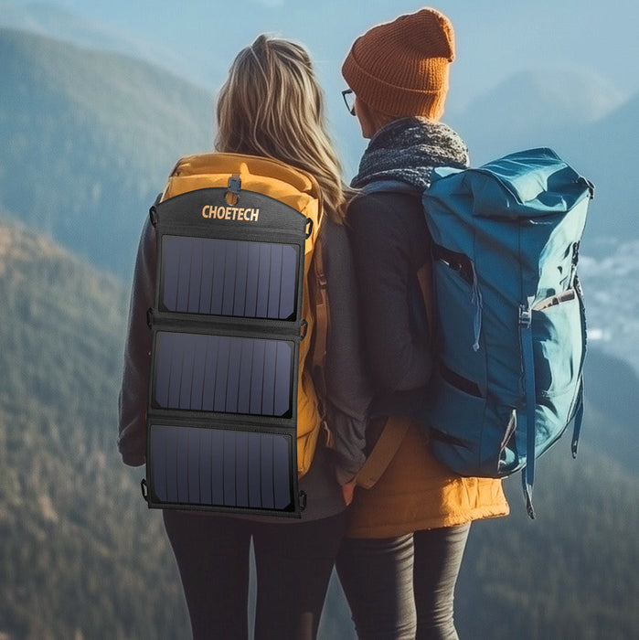 Choetech SC001 solar foldable charger 19W 2x USB-A - black - Cell phone USB charger<<<HurtelXML