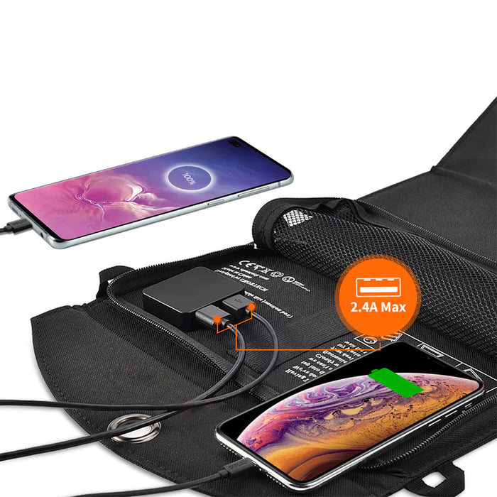 Choetech SC001 solar foldable charger 19W 2x USB-A - black - Cell phone USB charger<<<HurtelXML