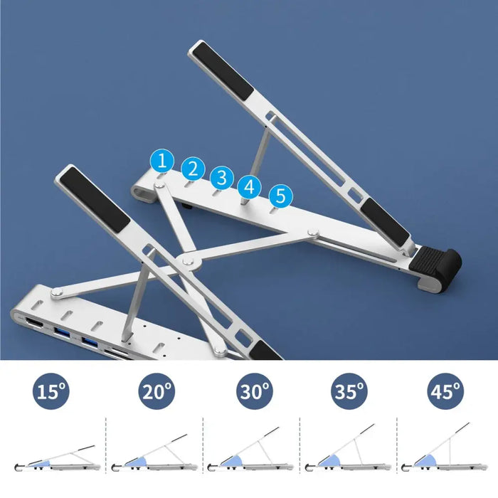 Choetech stand multifunctional station for laptop PD / USB-C HDMI (4K / 30Hz) / 2xUSB-A / 1xUSB-C / 1xSD / 1xTF black