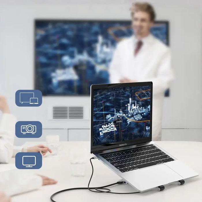 Choetech stand multifunctional station for laptop PD / USB-C HDMI (4K / 30Hz) / 2xUSB-A / 1xUSB-C / 1xSD / 1xTF black