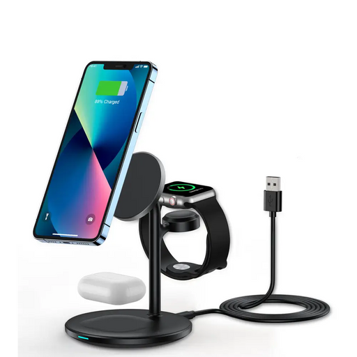 Choetech T585-F 3in1 Magnetic wireless charger station for iPhone 12/13/14 series,AirPods Pro and iwatch charger Black