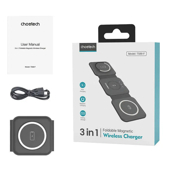 Choetech T588-F 3in1 Magnetic Wireless Charger 15W (black) - Wireless chargers<<<Chargers<<<GSM Accessories<<<InnproXML