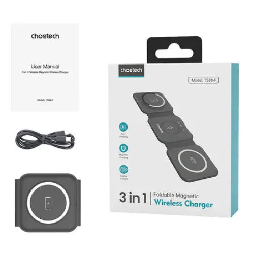 Choetech T588-F 3in1 Magnetic Wireless Charger 15W (black) - Wireless chargers<<<Chargers<<<GSM Accessories<<<InnproXML