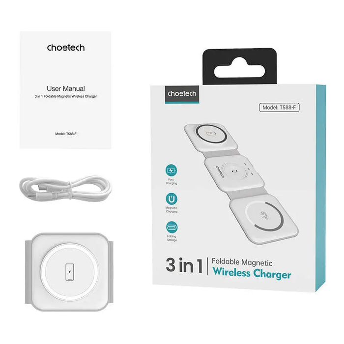 Choetech T588-F 3in1 Magnetic Wireless Charger 15W (white) - Wireless chargers<<<Chargers<<<GSM Accessories<<<InnproXML