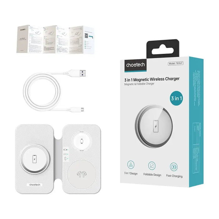 Choetech T616-F 3-in-1 inductive charger (white) - Wireless chargers<<<Chargers<<<GSM Accessories<<<InnproXML&&&Cell