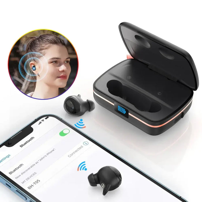 Choetech TWS wireless headphones waterproof with solar panel and built-in 2500mAh powerbank black (BH-T05) - Headphones